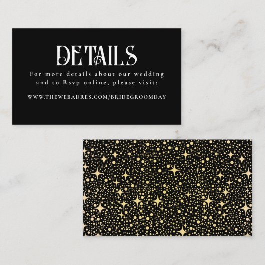 Details zur Hochzeit von Stars Begleitkarte (Vorne/Hinten)