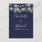 Details zur Hochzeit von String Lights Navy Begleitkarte (Rückseite)
