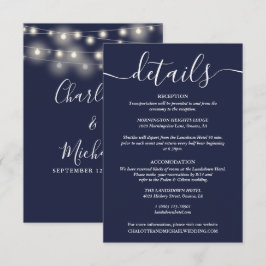 Details zur Hochzeit von String Lights Navy Begleitkarte
