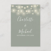 Details zur Hochzeit von String Lights Sage Green Begleitkarte (Rückseite)