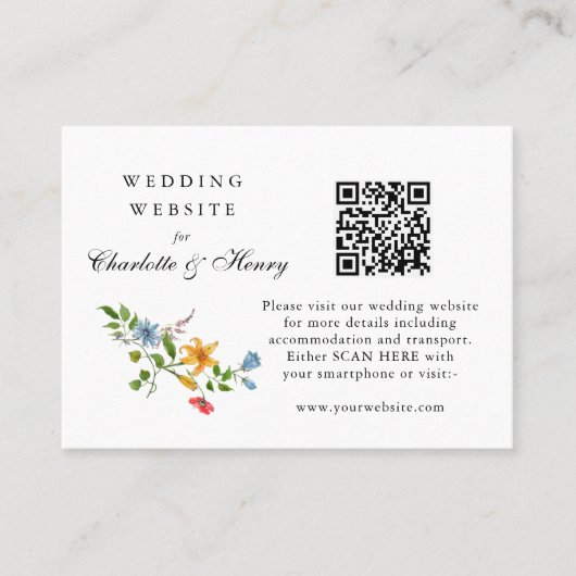 Details zur Hochzeit von Wasserfarben mit QR-Code Platzkarte (Vorderseite)
