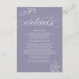 Details zur Hochzeit von weichem Violett-Minimal-L Begleitkarte