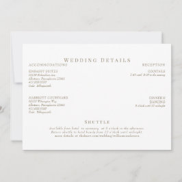 Details zur Hochzeit von weißem und goldfarbenem T Einladung