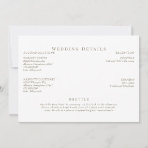 Details zur Hochzeit von weißem und goldfarbenem T Einladung