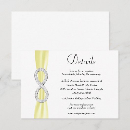 Details zur Hochzeit von Yellow Ribbon Diamond Begleitkarte (Vorne/Hinten)