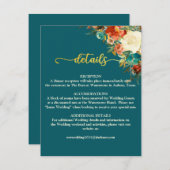 Details zur Hochzeitkarte - Aquamarin & orange Begleitkarte (Vorne/Hinten)