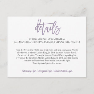 Details zur Hochzeitkarte Brush Letter Lavendel Begleitkarte