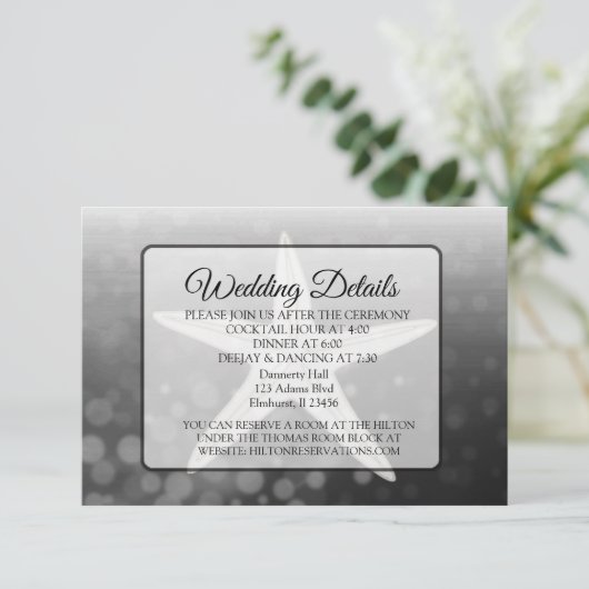 Details zur Hochzeitkarte für den Ozeanschwarzen S Begleitkarte (Stehend Vorderseite)