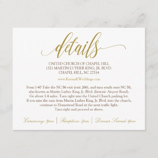 Details zur Hochzeitkarte | Luxe Calligraphie (Gol Begleitkarte (Vorderseite)