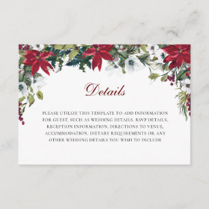 Details zur Hochzeitsempfehlung bei Red Poinsettia Begleitkarte