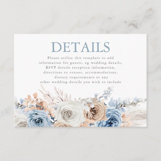 Details zur Hochzeitsempfehlung mit dunkelblauer B Begleitkarte (Vorderseite)