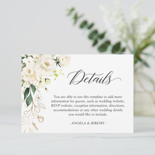 Details zur Hochzeitsempfehlung mit weißer Rose gr Begleitkarte (Stehend Vorderseite)