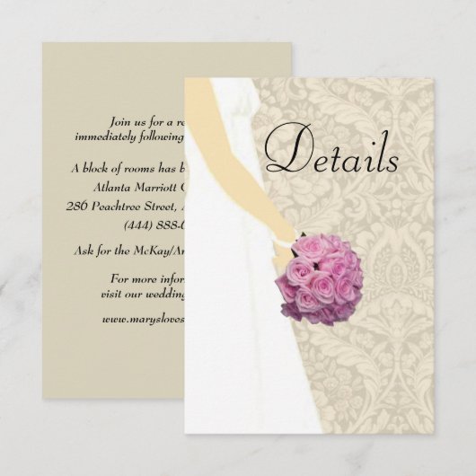 Details zur Hochzeitsfeier Begleitkarte (Vorne/Hinten)