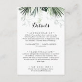 Details zur Hochzeitsfeier im tropischen Grünen Begleitkarte (Vorderseite)