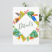 Details zur Hochzeitsfeier im tropischen Paradies Begleitkarte (Stehend Vorderseite)