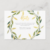 Details zur Hochzeitsfeier mit dem botanischen grü Begleitkarte (Vorderseite)