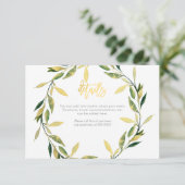 Details zur Hochzeitsfeier mit dem botanischen grü Begleitkarte (Stehend Vorderseite)