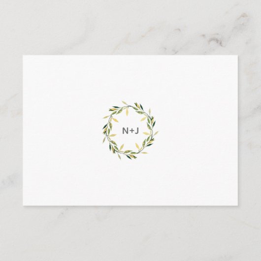 Details zur Hochzeitsfeier mit dem botanischen grü Begleitkarte (Rückseite)