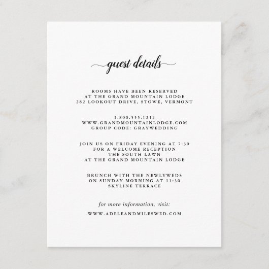 Details zur Hochzeitskalligraphie Begleitkarte (Vorderseite)