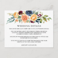 Details zur Hochzeitskarte für gemischte Blütenfar