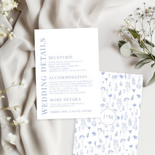 Details zur Hochzeitskarte für moderne hellblaue B Begleitkarte