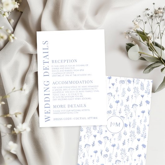 Details zur Hochzeitskarte für moderne hellblaue B Begleitkarte