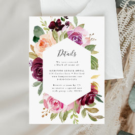 Details zur Hochzeitskarte für Rosa und Burgund RSVP Karte