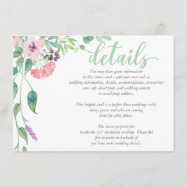 DETAILS zur Hochzeitskarte für Wasserfarben-Lavend Begleitkarte