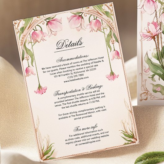 Details zur Hochzeitskarte in Rosa und Gold