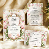 Details zur Hochzeitskarte in Rosa und Gold