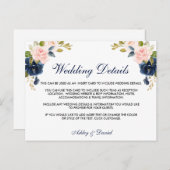 Details zur Hochzeitskarte Rosa Blütenblau Postkarte (Vorne/Hinten)