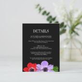 Details zur Hochzeitskarte Wasserfarbe Anemone Begleitkarte (Stehend Vorderseite)