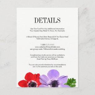 Details zur Hochzeitskarte Wasserfarbe Anemone Begleitkarte