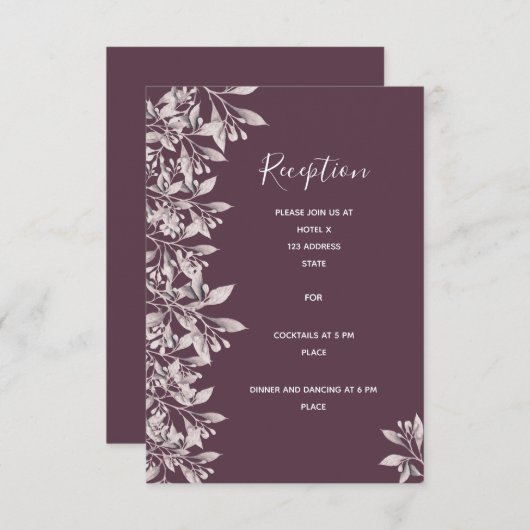 Details zur Hochzeitssaison - lila botanisch Begleitkarte (Vorne/Hinten)