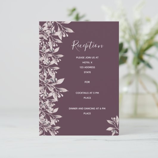 Details zur Hochzeitssaison - lila botanisch Begleitkarte (Stehend Vorderseite)