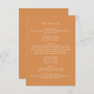 Details zur Hochzeitsstimmung im Butterscotch-Koor Begleitkarte