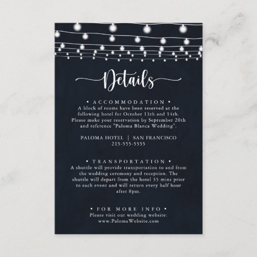 Details zur Hochzeitsstimmung in rustikalen String Begleitkarte (Vorderseite)