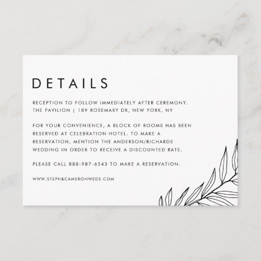 Details zur Hochzeitsszenierung in Minimalistische Begleitkarte (Vorderseite)