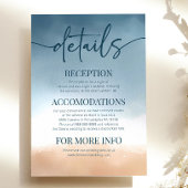 Details zur Hochzeitszeit am Strand von Blue Ocean Begleitkarte