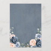 Details zur Hochzeitszeit in dunkelblauem Pfirsich Begleitkarte (Rückseite)