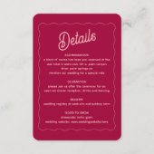 Details zur Hochzeitszeit in Retro-Rosa-Pfirsichza Begleitkarte (Vorderseite)