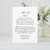 Details zur kalligraphischen Monogramm Schwarz-Wei RSVP Karte (Stehend Vorderseite)