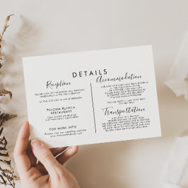 Details zur kalligraphischen Schwarz-Weiß-Hochzeit Begleitkarte