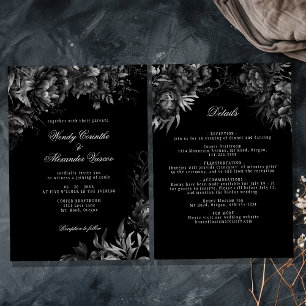 Details zur klassischen gotischen Black Wedding un Einladung