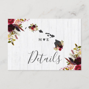 Details zur ländlichen Hochzeit auf Hawaii Einladung