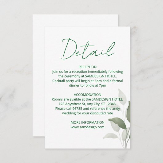 Details zur Leaf-Hochzeit RSVP Karte (Vorne/Hinten)