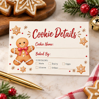 Details zur Lebkuchen-Weihnachtsplätzchen-Allergie Begleitkarte
