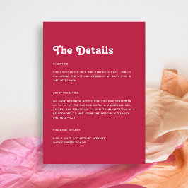 Details zur leichten schick Retro-Bright Hot Pink  Begleitkarte