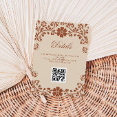 Details zur mexikanischen Art Beige Wedding QR Begleitkarte