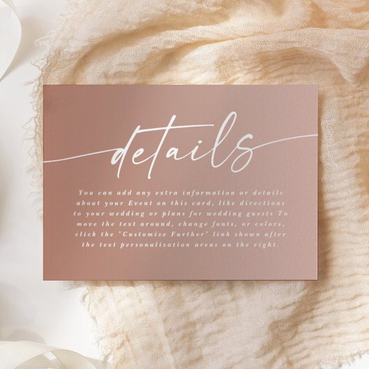 Details zur Minimal Clay & Blush Ombre Fade Weddin Begleitkarte